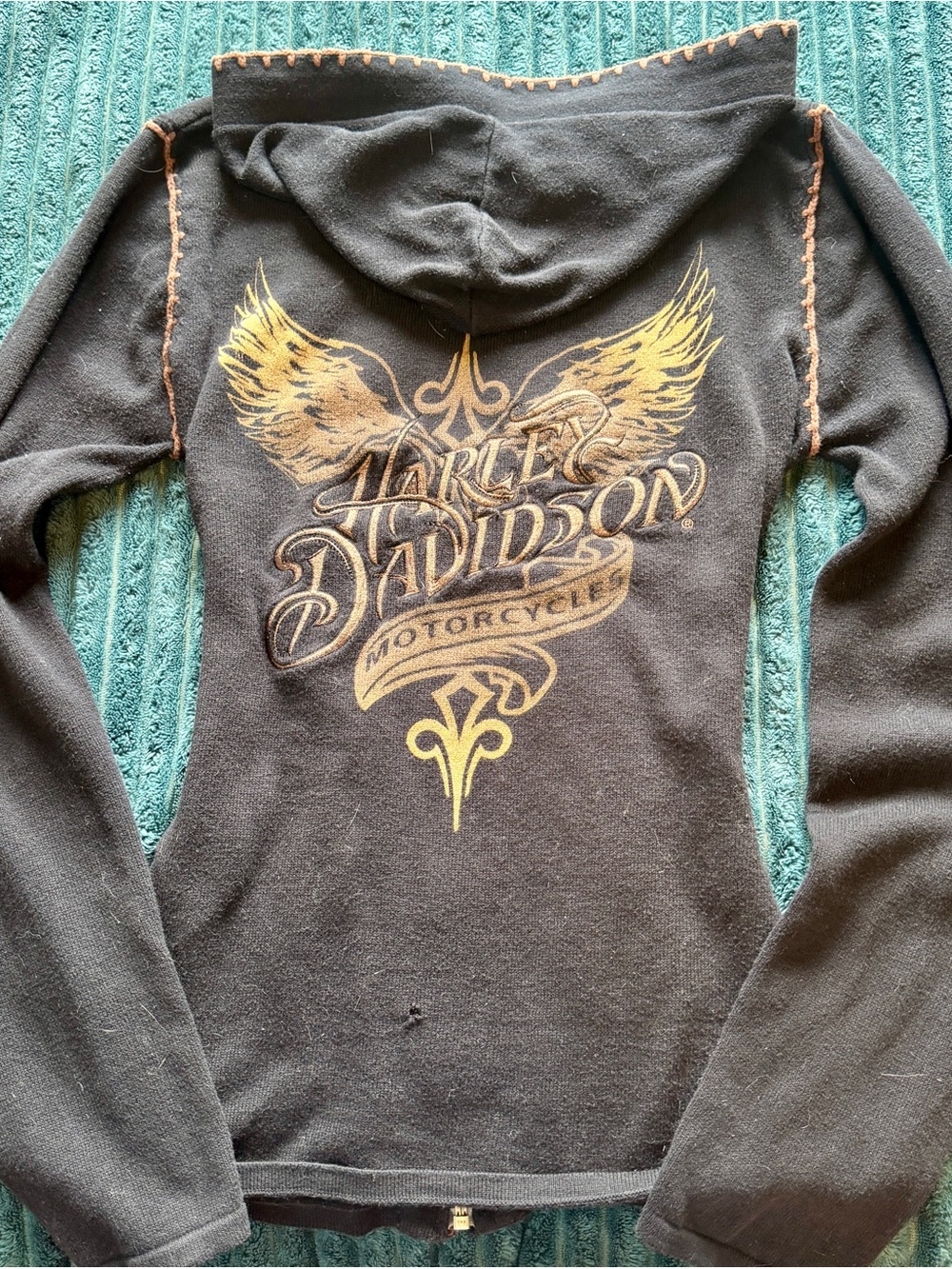 Harley-Davidson Women's Black Zip Hoodie with Contrast Stitching - Picture 8 of 8